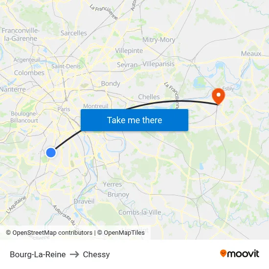 Bourg-La-Reine to Chessy map