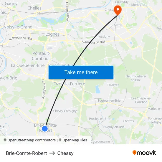 Brie-Comte-Robert to Chessy map
