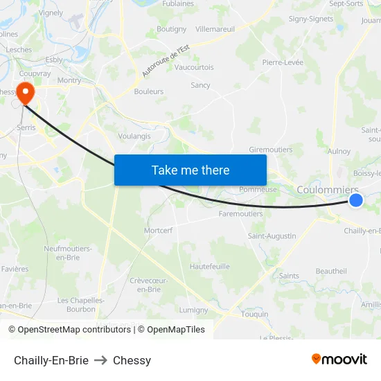 Chailly-En-Brie to Chessy map