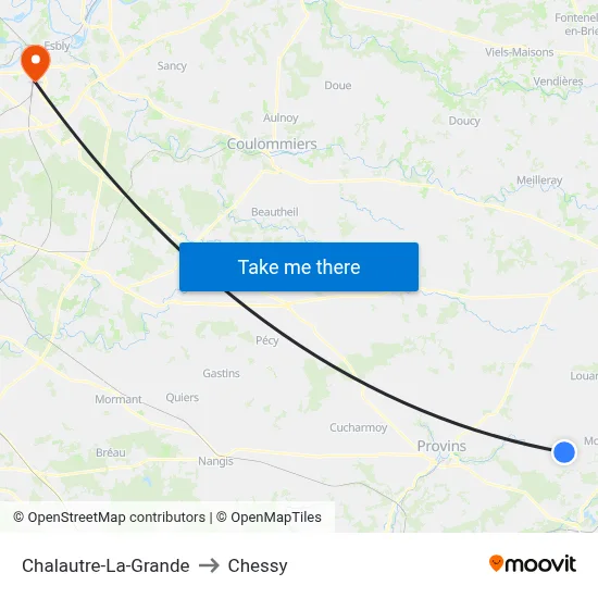 Chalautre-La-Grande to Chessy map