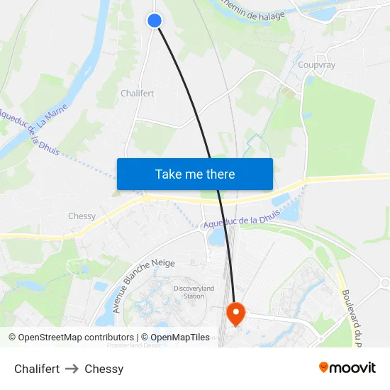 Chalifert to Chessy map