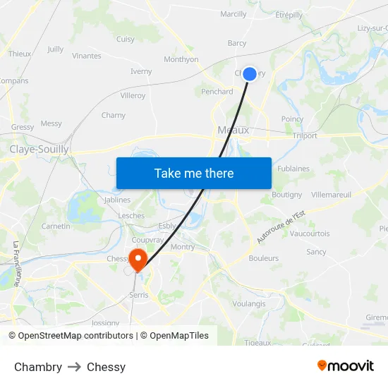 Chambry to Chessy map