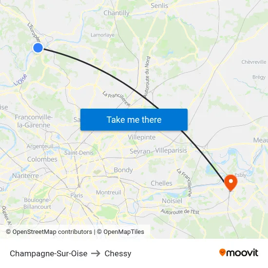 Champagne-Sur-Oise to Chessy map