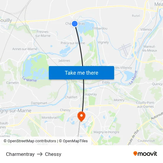 Charmentray to Chessy map