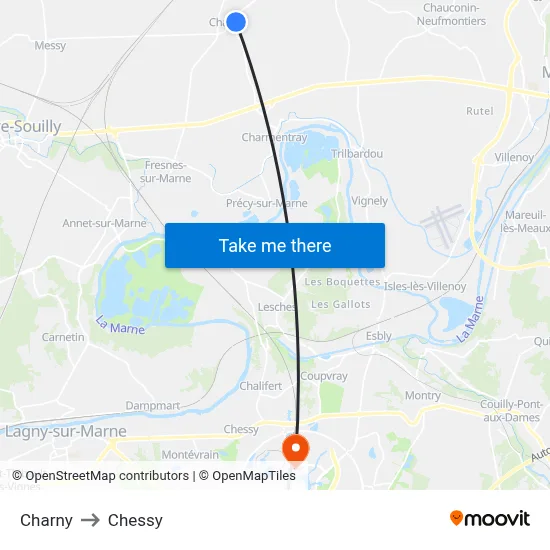 Charny to Chessy map
