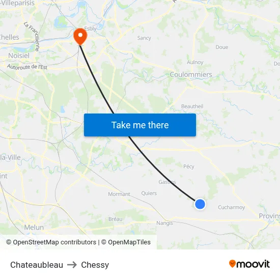 Chateaubleau to Chessy map