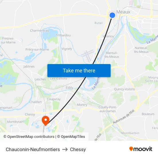 Chauconin-Neufmontiers to Chessy map