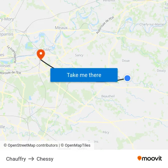 Chauffry to Chessy map