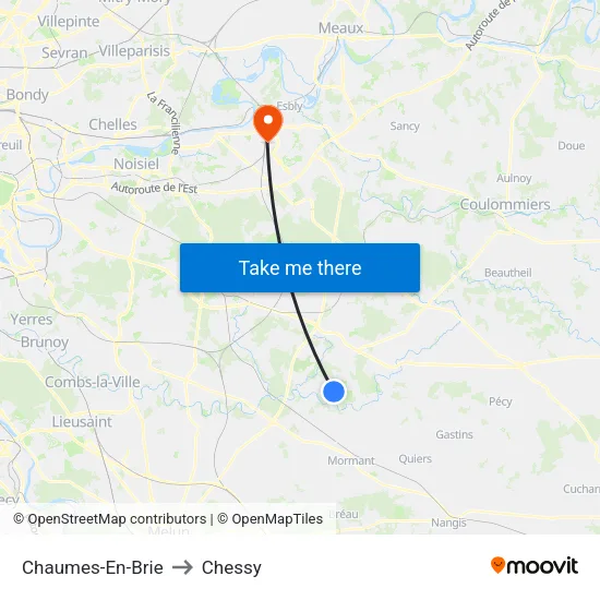 Chaumes-En-Brie to Chessy map