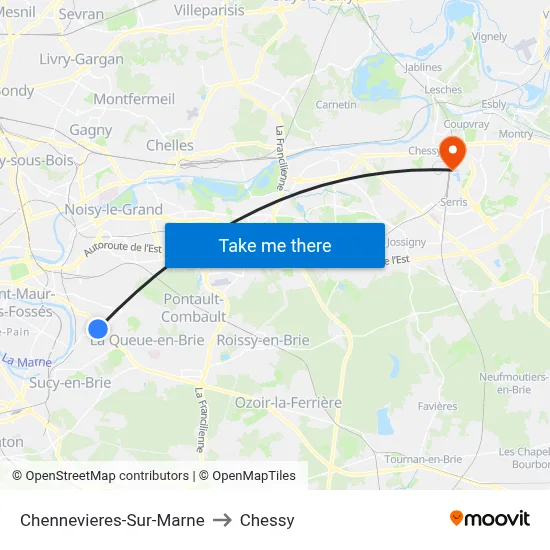 Chennevieres-Sur-Marne to Chessy map