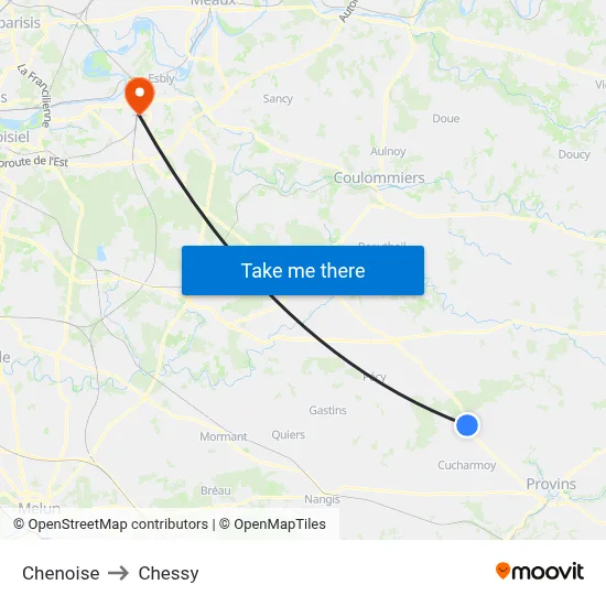 Chenoise to Chessy map