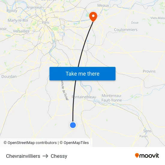 Chevrainvilliers to Chessy map