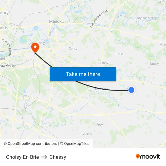 Choisy-En-Brie to Chessy map