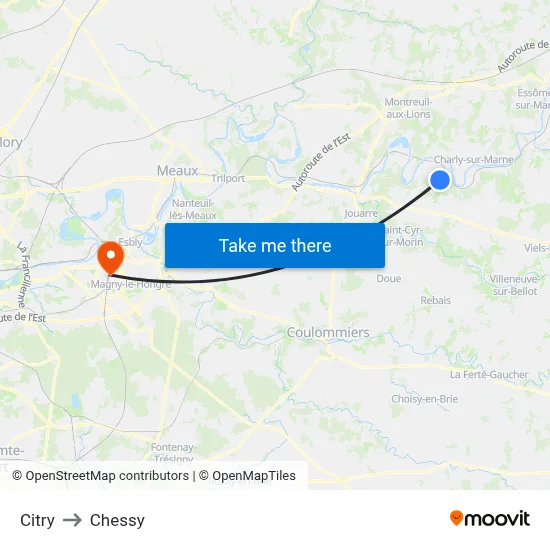 Citry to Chessy map