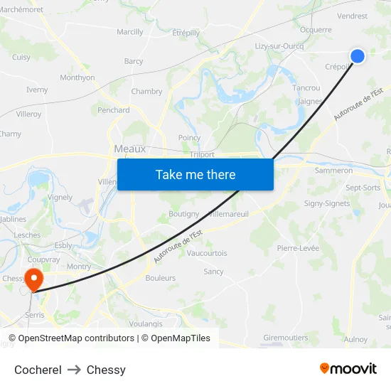 Cocherel to Chessy map