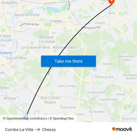 Combs-La-Ville to Chessy map