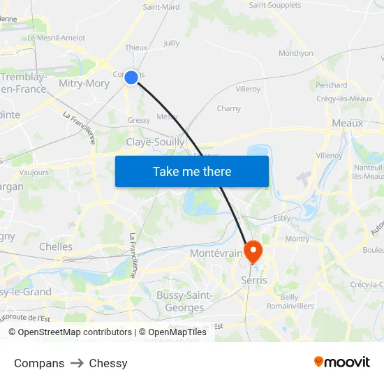 Compans to Chessy map