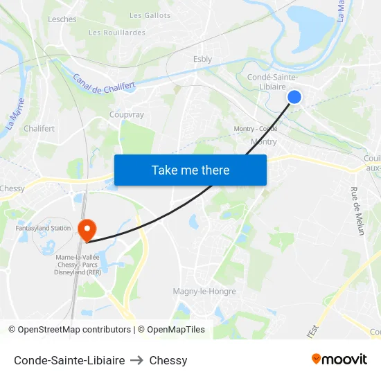 Conde-Sainte-Libiaire to Chessy map