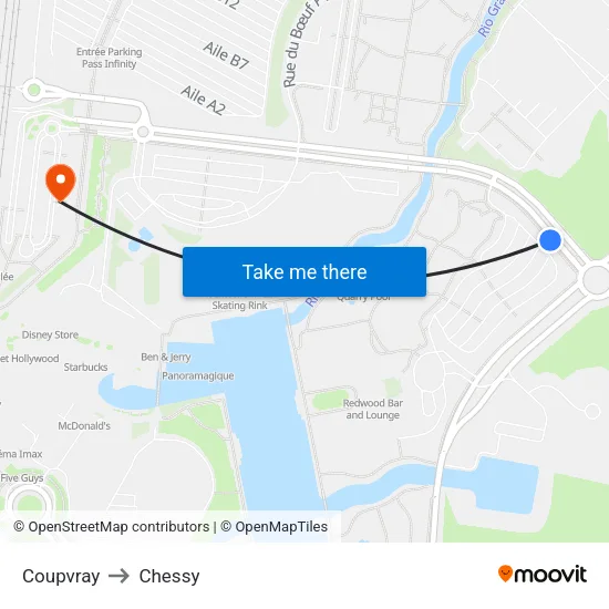 Coupvray to Chessy map
