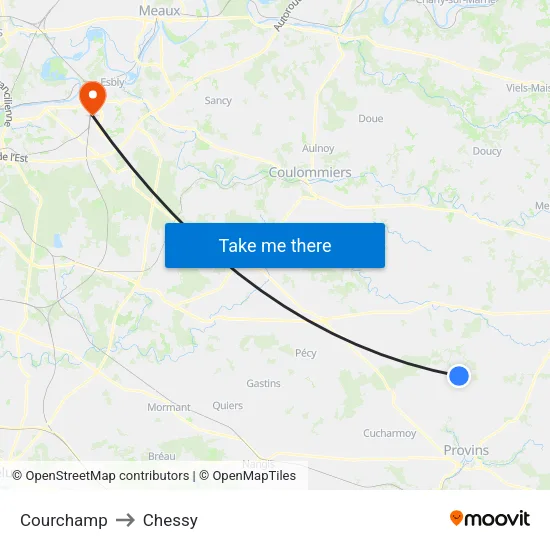 Courchamp to Chessy map