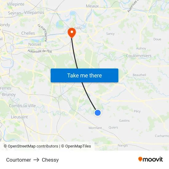 Courtomer to Chessy map