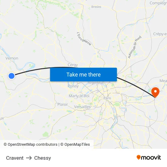 Cravent to Chessy map