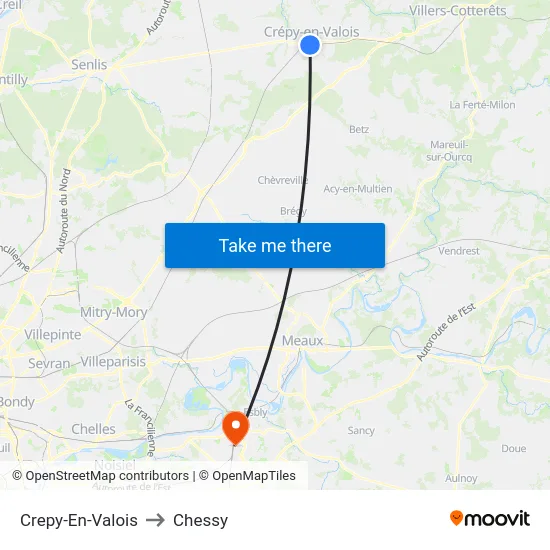 Crepy-En-Valois to Chessy map