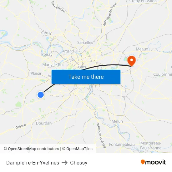 Dampierre-En-Yvelines to Chessy map