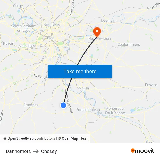 Dannemois to Chessy map