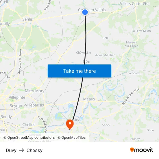 Duvy to Chessy map