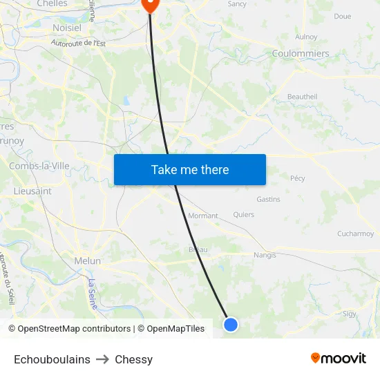 Echouboulains to Chessy map