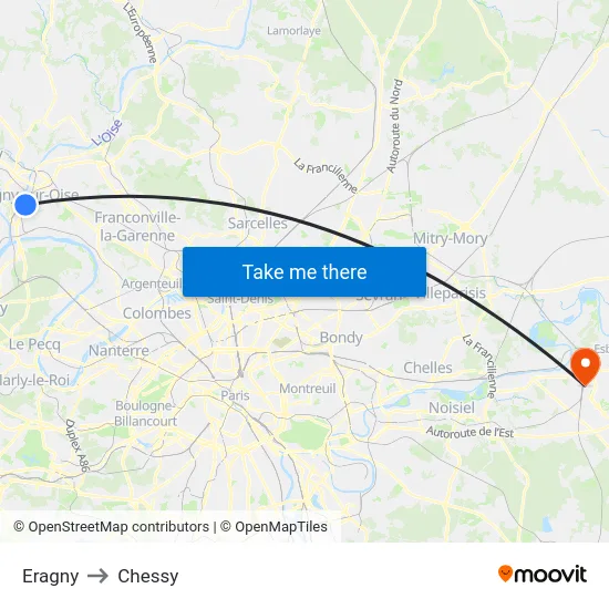 Eragny to Chessy map
