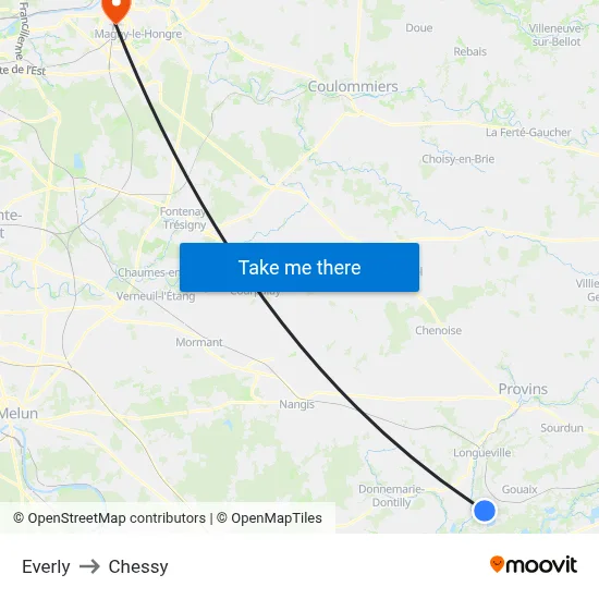 Everly to Chessy map