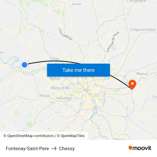 Fontenay-Saint-Pere to Chessy map