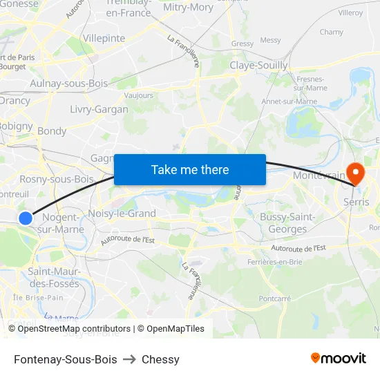 Fontenay-Sous-Bois to Chessy map