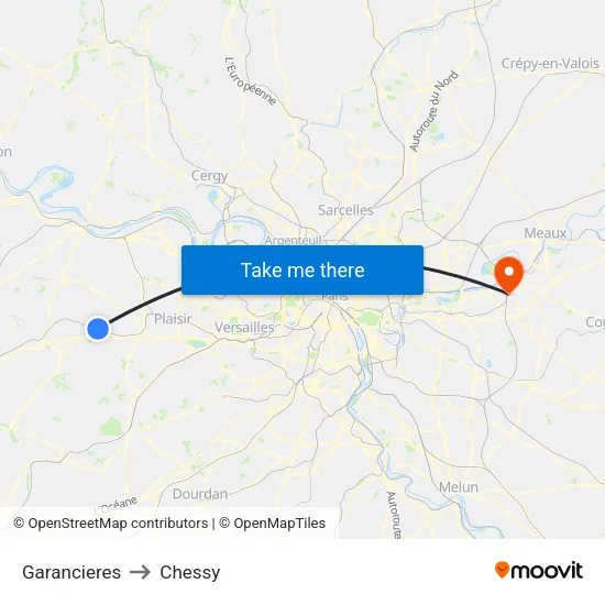 Garancieres to Chessy map