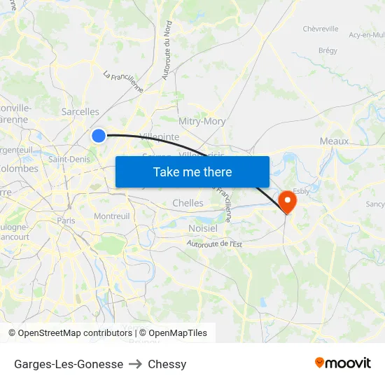 Garges-Les-Gonesse to Chessy map