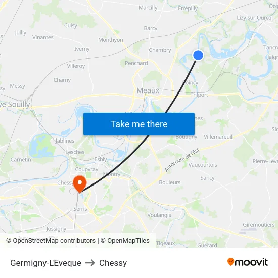 Germigny-L'Eveque to Chessy map
