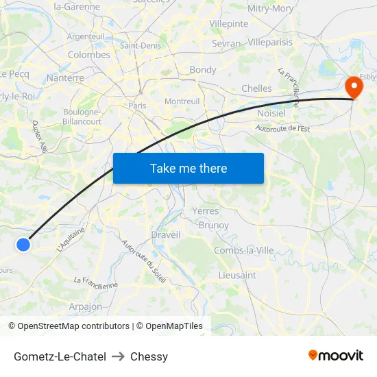 Gometz-Le-Chatel to Chessy map