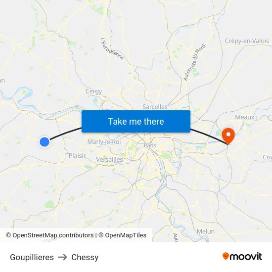 Goupillieres to Chessy map