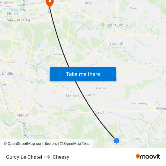 Gurcy-Le-Chatel to Chessy map