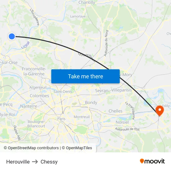 Herouville to Chessy map