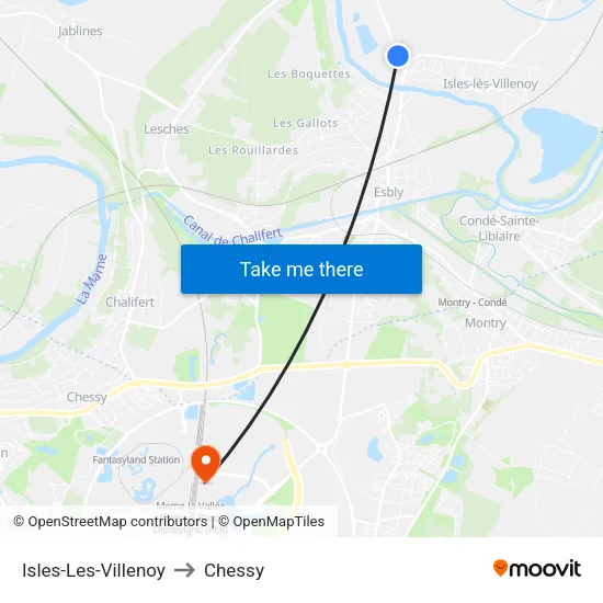 Isles-Les-Villenoy to Chessy map