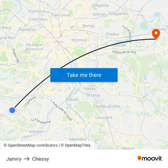 Janvry to Chessy map