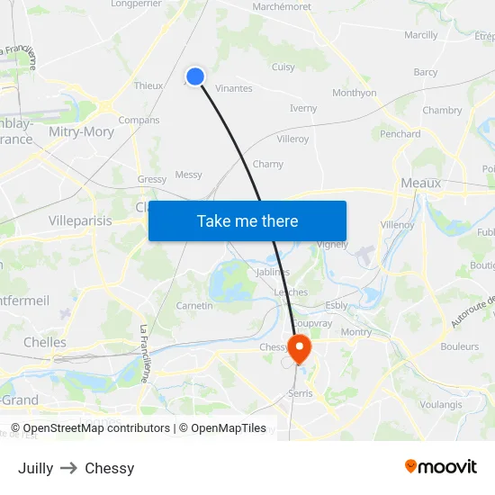 Juilly to Chessy map