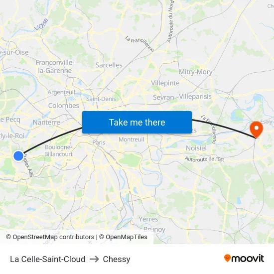 La Celle-Saint-Cloud to Chessy map