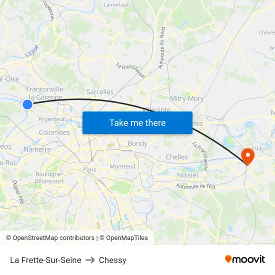 La Frette-Sur-Seine to Chessy map