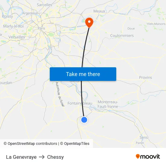 La Genevraye to Chessy map