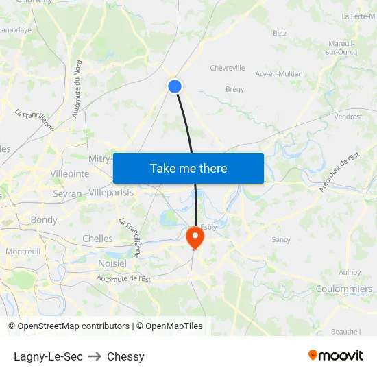 Lagny-Le-Sec to Chessy map