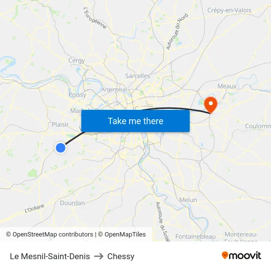 Le Mesnil-Saint-Denis to Chessy map
